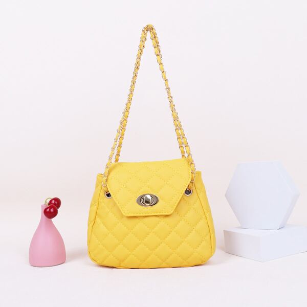 

Girls Twist Lock Quilted Shoulder Bag, Yellow