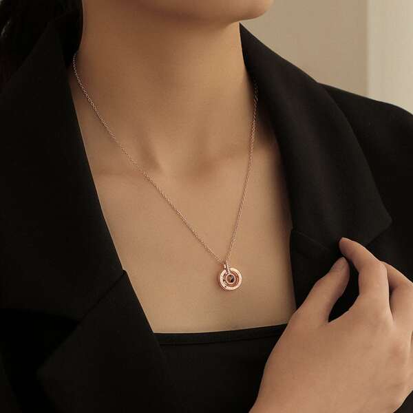 

Round Charm Projection Necklace, Gold
