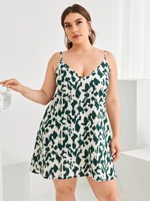 SHEIN VCAY Đầm Plus Size Tất cả trên in Giải trí - Nhiều màu - Xem 1