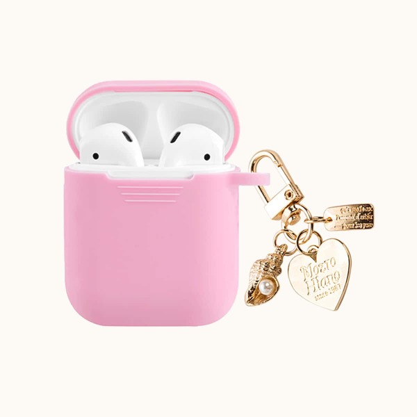 

Однотонный чехол для AirPods с сердечком, Розовые