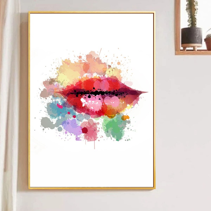 

Lip Print Unframed Painting, White