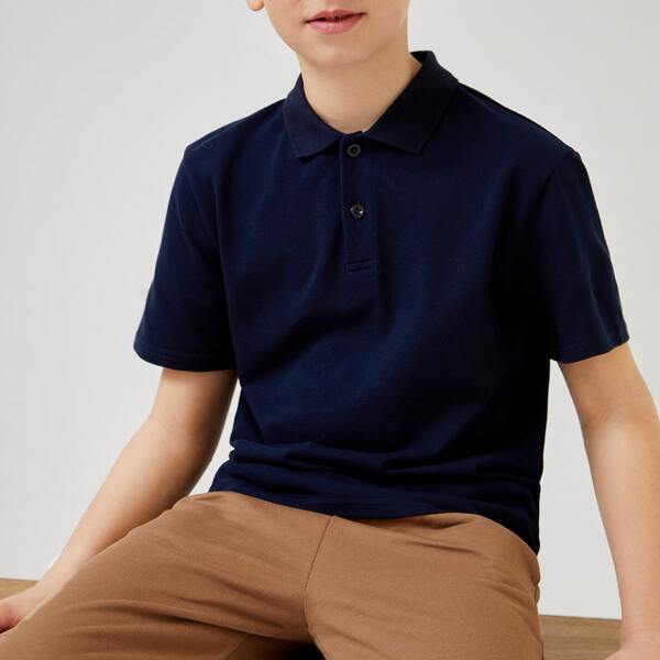 

Boys Solid Polo Shirt, Navy blue