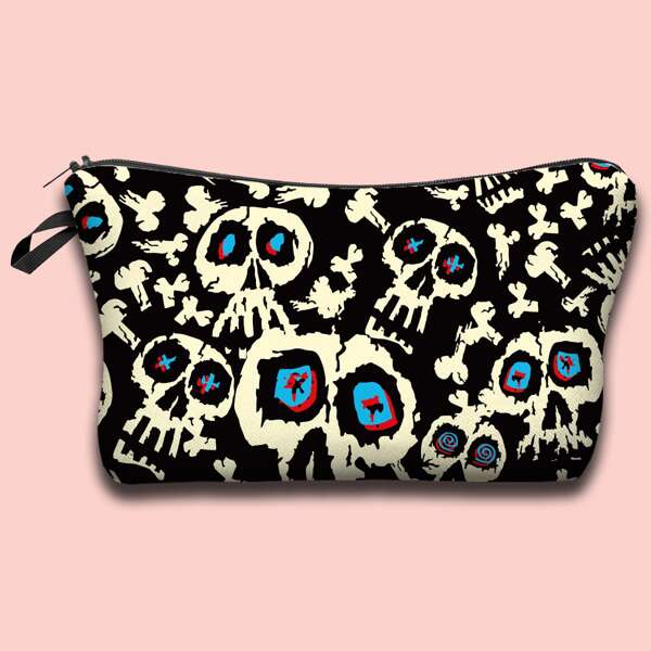 

Skull Print Makeup Bag, Multicolor
