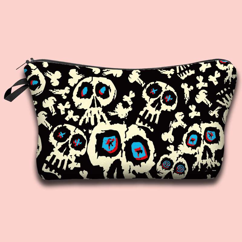 

Skull Print Makeup Bag, Multicolor