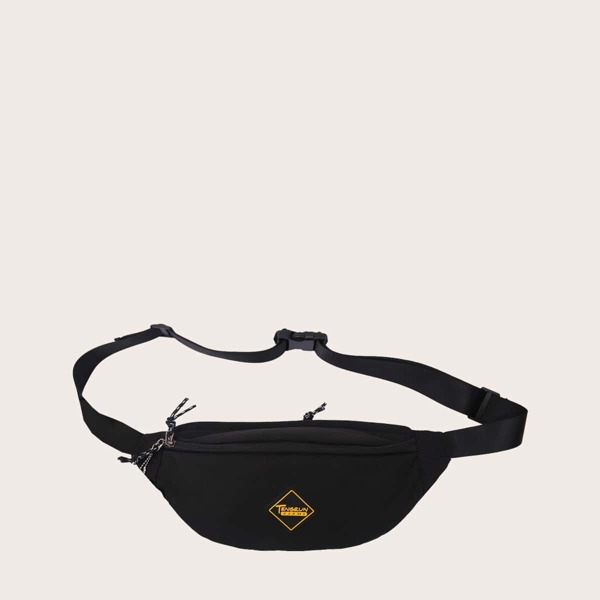 

Men Letter Patch Fanny Pack, Black