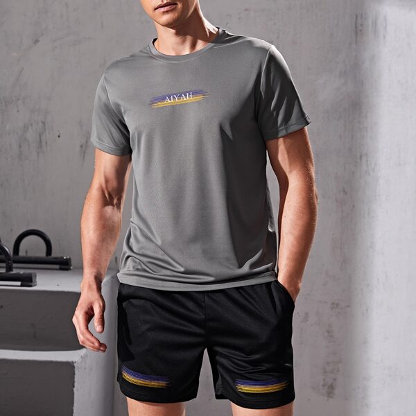 

Men Letter Graphic Sports Tee & Shorts, Multicolor