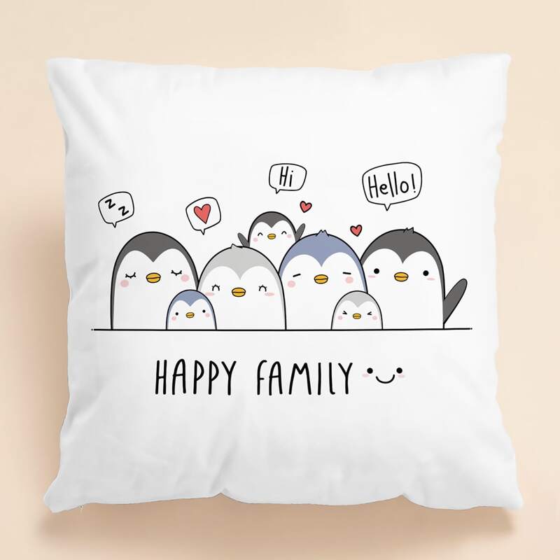 

Kids Penguin Print Cushion Cover Without Filler, Multicolor