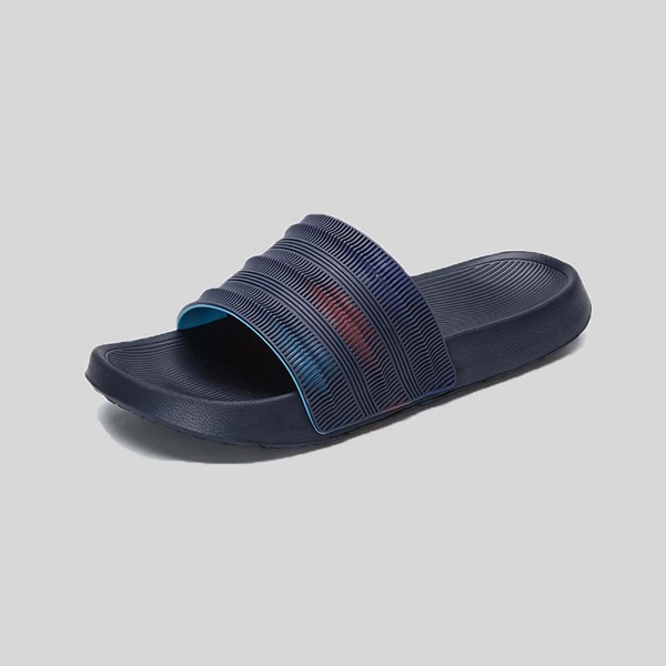 

Men Open Toe Textured Slides, Blue