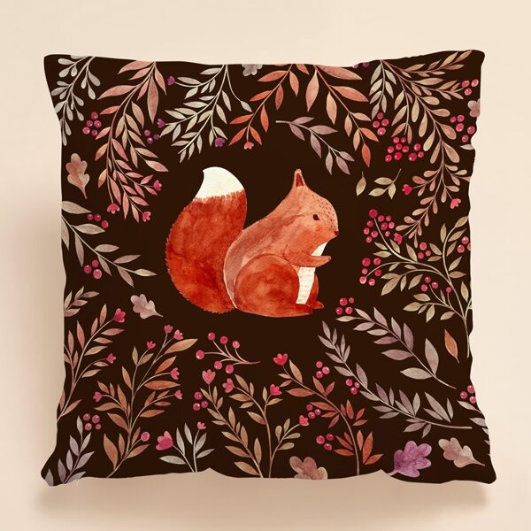 

Kids Squirrel Print Cushion Cover Without Filler, Multicolor