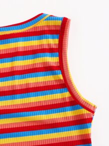SHEIN EZwear Rainbow Striped Tank Top - Multicolor - View 3