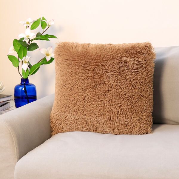 

Plain Plush Cushion Cover Without Filler, Brown