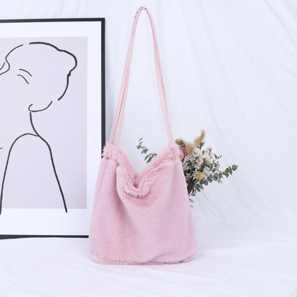 

Fluffy Shoulder Bag, Pink