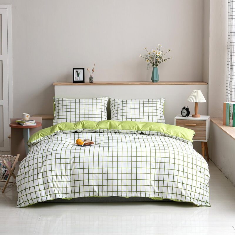 

Plaid Pattern Duvet Cover Set Without Filler, White