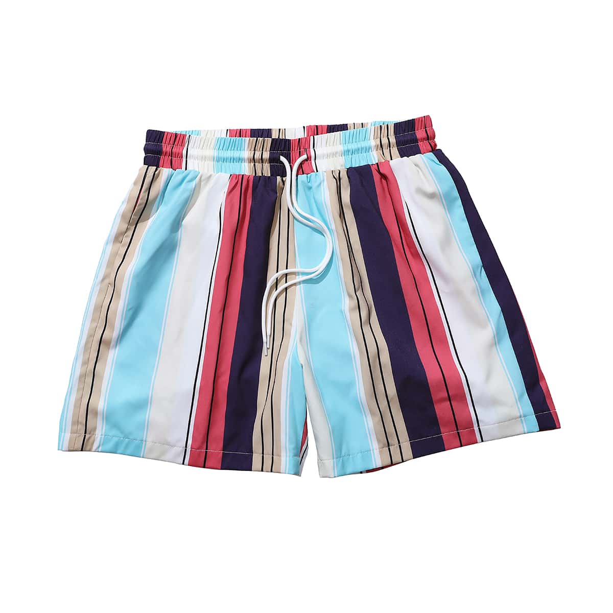 

Guys Striped Drawstring Waist Swim Trunks, Multicolor