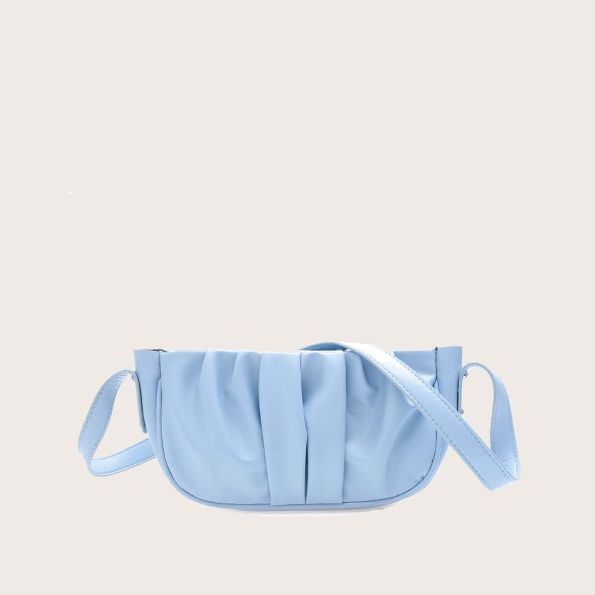 

Solid Ruched Baguette Bag, Baby blue