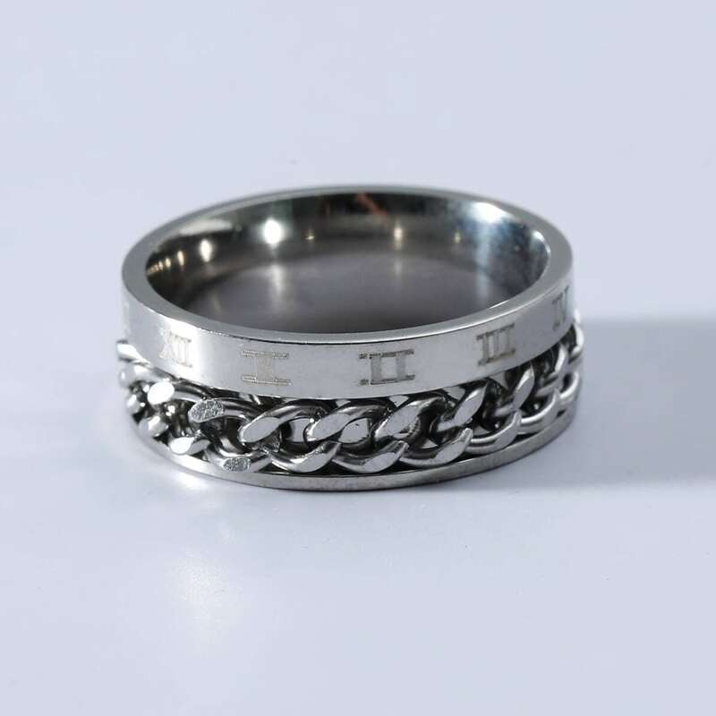 

Guys Chain Design Ring, Silver