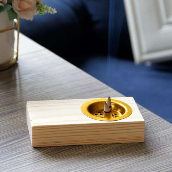 

1pc Wooden Incense Burner, Beige