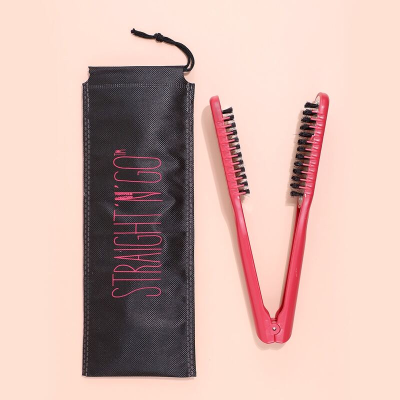 

Anti-static Manual Hair Straightening Brush, Hot pink