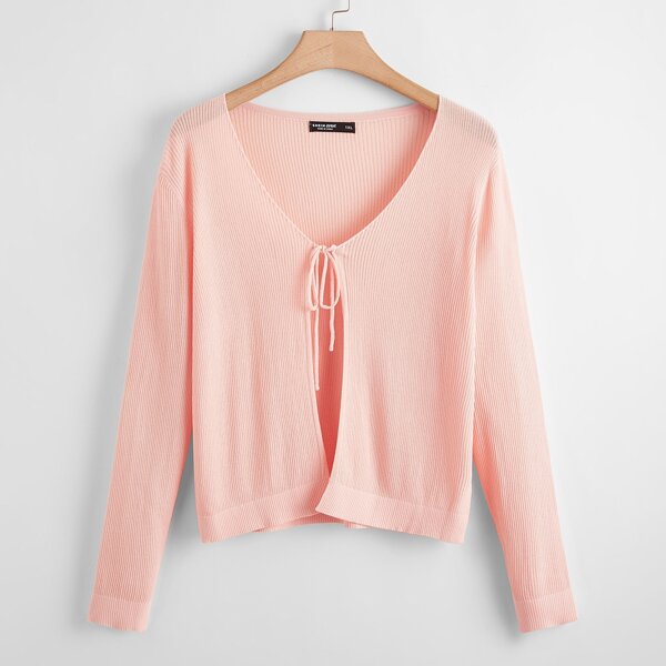

Plus Tie Front Cardigan, Pastel baby pink