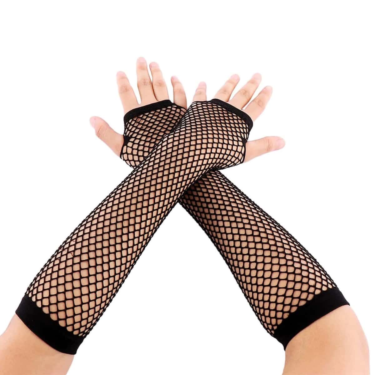 

Fishnet Long Gloves, Black