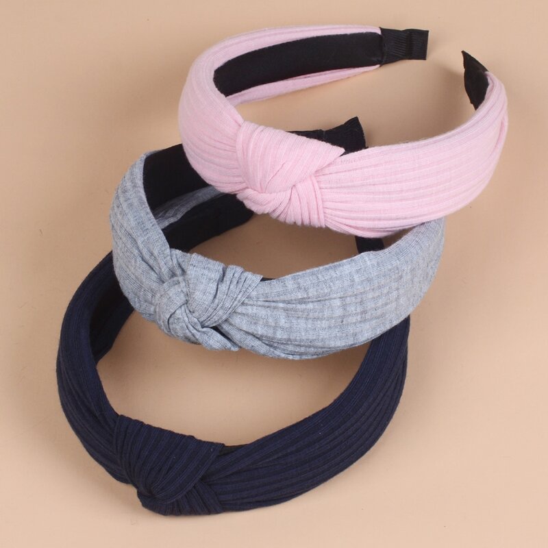 

3pcs Solid Twist Headband, Multicolor