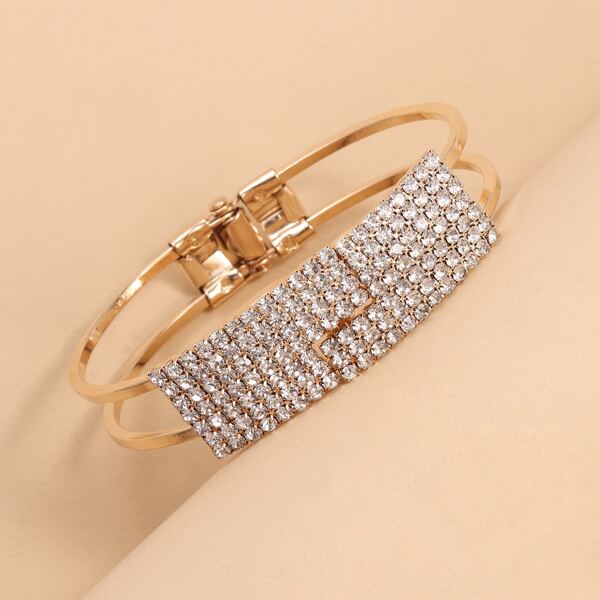 

Rhinestone Leaf Decor Bracelet, Gold
