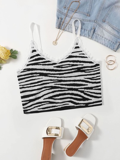 Plus Zebra Striped Knit Cami Top