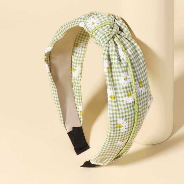 

Floral Print Cross Knot Headband, Green
