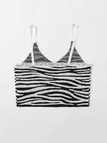 SHEIN Unity áo đan kích thước lớn Ren lên Sọc ngựa vằn Giải trí - Nhiều màu - Xem 2