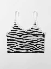 SHEIN Unity áo đan kích thước lớn Ren lên Sọc ngựa vằn Giải trí - Nhiều màu - Xem 3