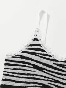 SHEIN Unity áo đan kích thước lớn Ren lên Sọc ngựa vằn Giải trí - Nhiều màu - Xem 4