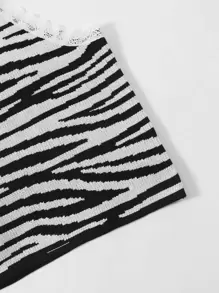 SHEIN Unity áo đan kích thước lớn Ren lên Sọc ngựa vằn Giải trí - Nhiều màu - Xem 5