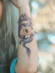 1 tờ giấy dán hình xăm rồng Trung Quốc - Nhiều màu - Xem 2