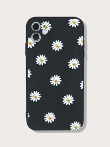 Flower Print Case Compatible With iPhone - Black - View 1