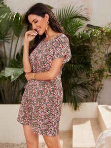 SHEIN Ditsy Floral Dress - Multicolor - View 4