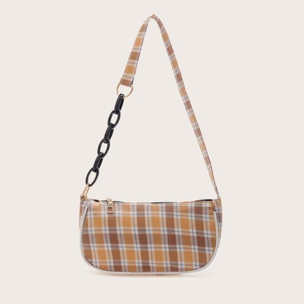 

Plaid Baguette Bag, Yellow