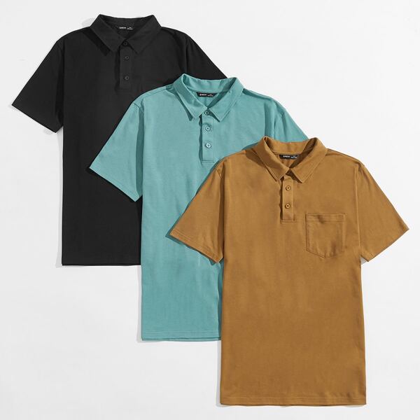 

Men 3 Pack Pocket Front Polo Shirt, Multicolor