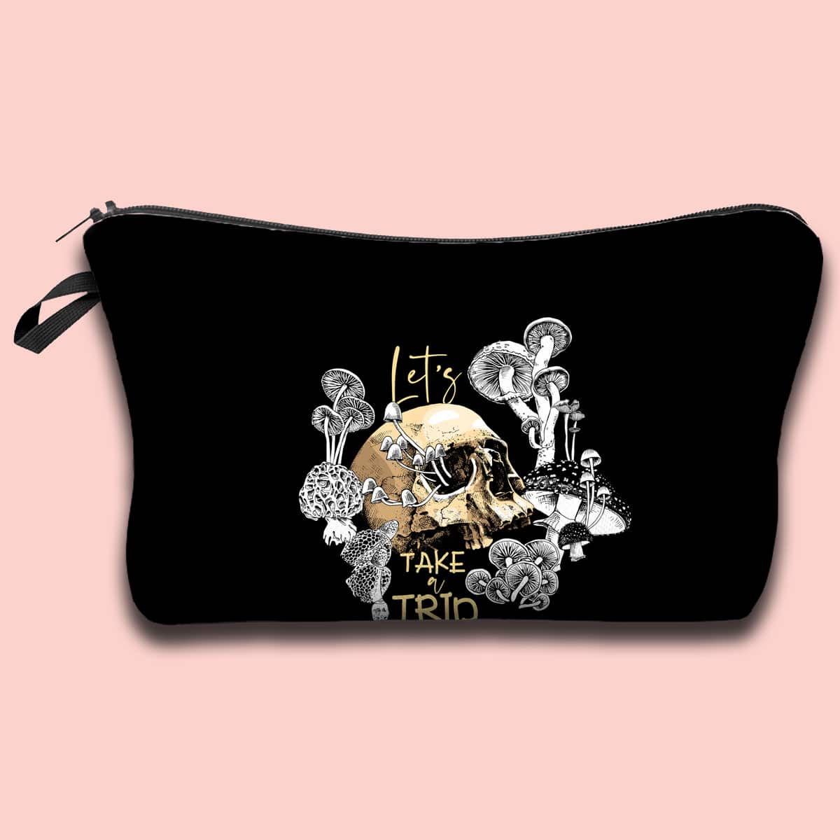 

Skull Print Makeup Bag, Black
