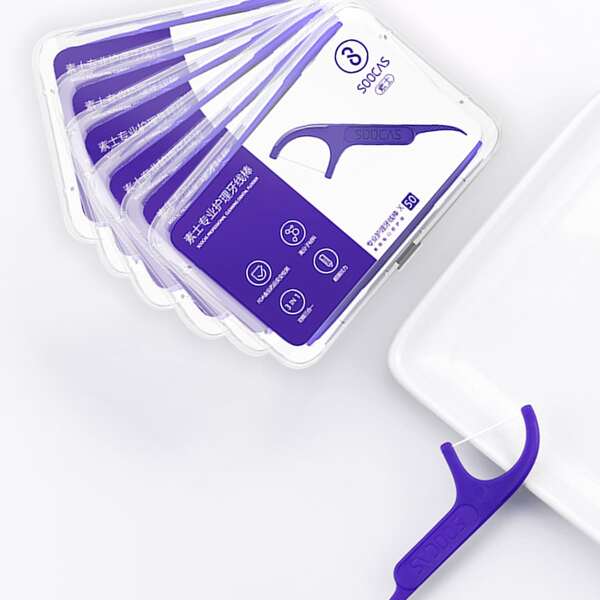 

6boxes Dental Floss Stick, Violet purple