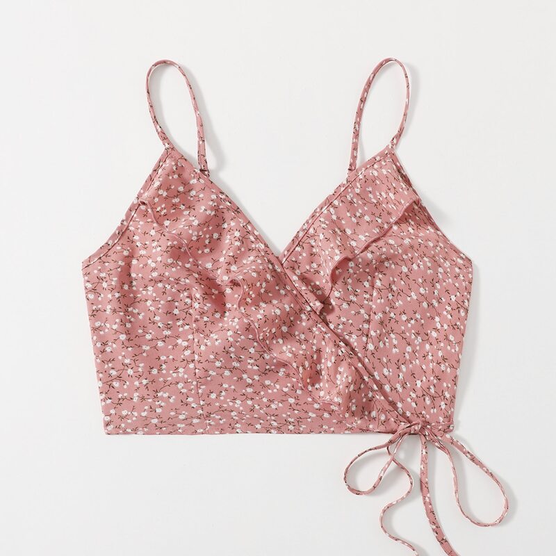 

Ditsy Flower Ruffle Crop Cami, Dusty pink