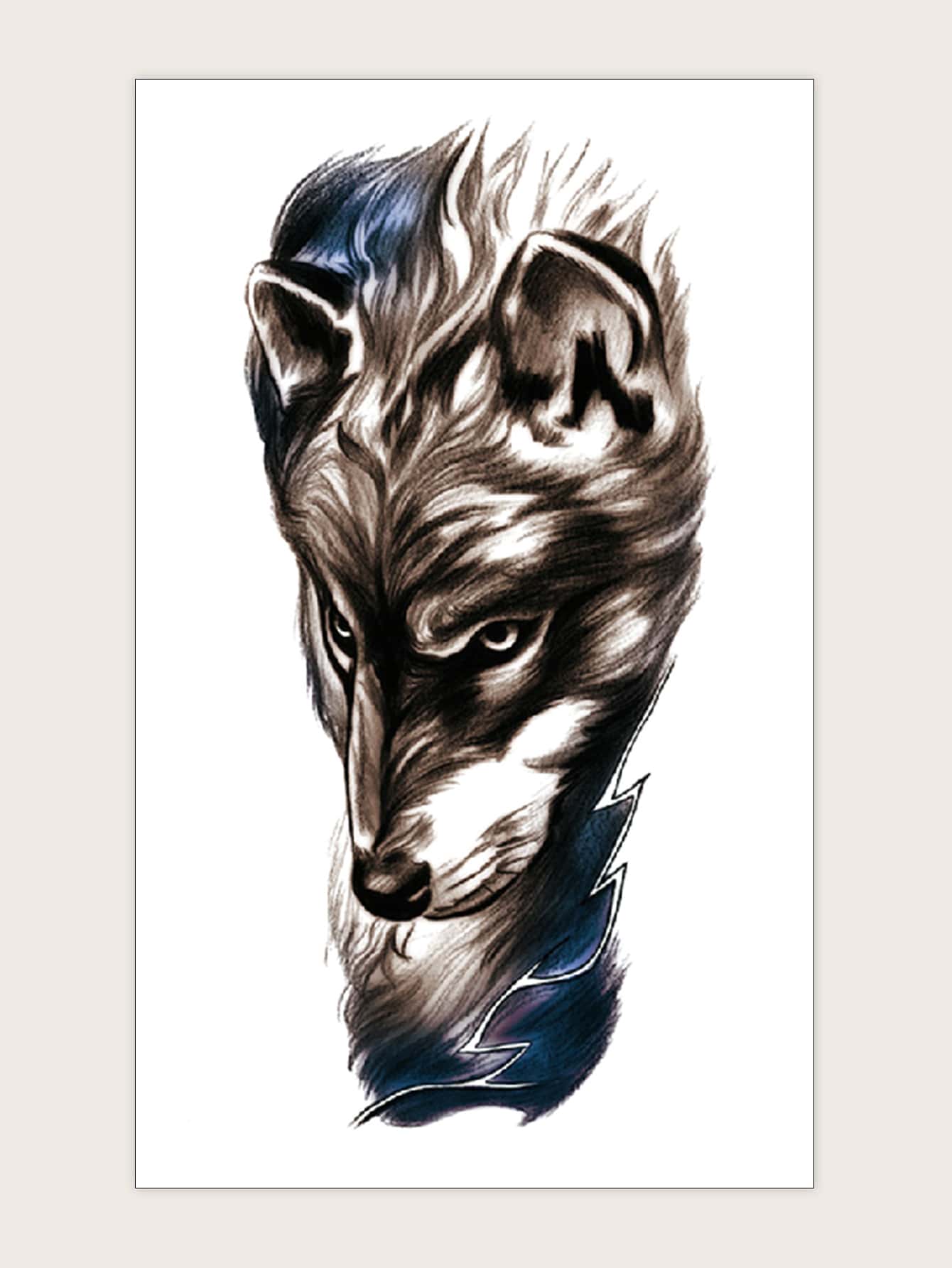 1sheet Wolf Pattern Tattoo Sticker
