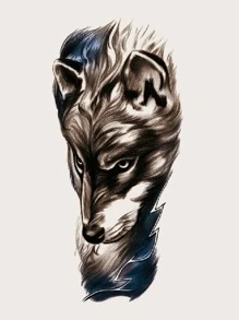 1sheet Wolf Pattern Tattoo Sticker