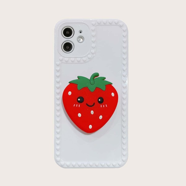 

1шт чехол для iPhone и 1шт держатель для телефона в мультипликационной форме, Белый