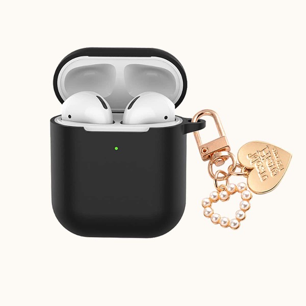 

Однотонный чехол для AirPods с сердечком, Чёрный