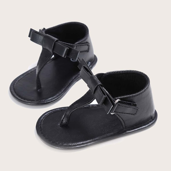 

Baby Girl Toe Post Velcro Strap Sandals, Black