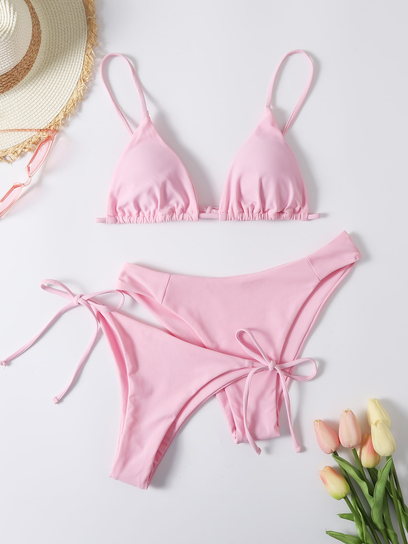 Triangle tie bikini set