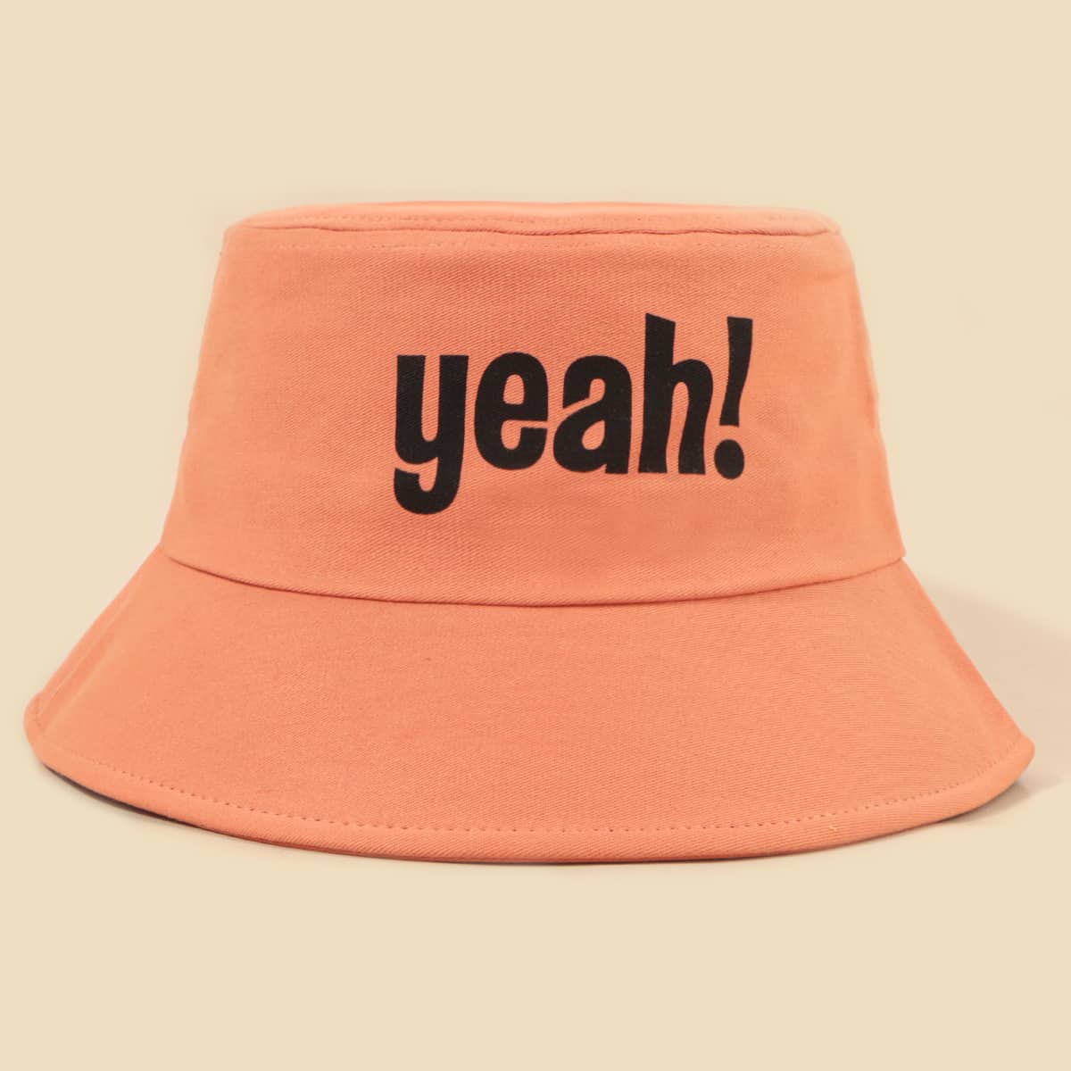 Letter Print Bucket Hat, Orange