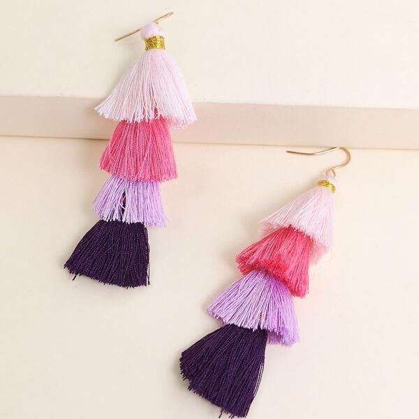 

Layered Tassel Drop Earrings, Multicolor