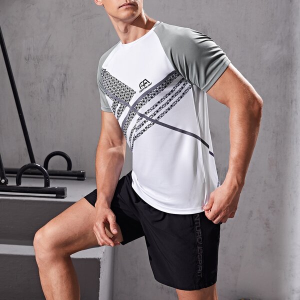 

Men Color Block Raglan Sleeve Sports Tee, Multicolor