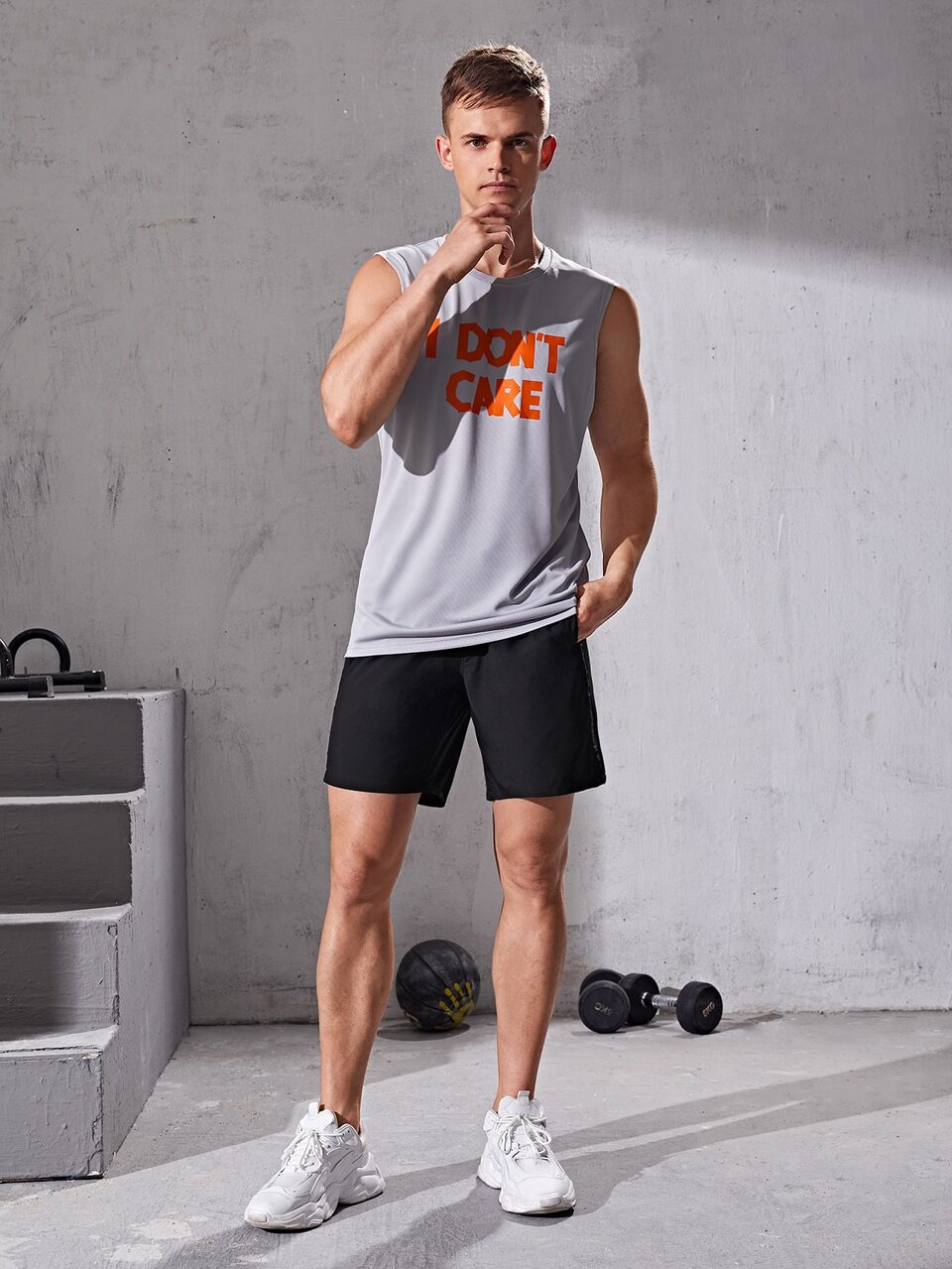 Men Letter Graphic Drawstring Waist Sports Shorts
